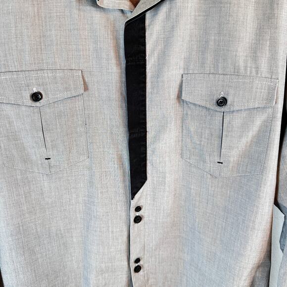 7 Diamonds Men’s Grey Button Down Shirt XL Contrast Trim Cotton - Picture 4 of 7